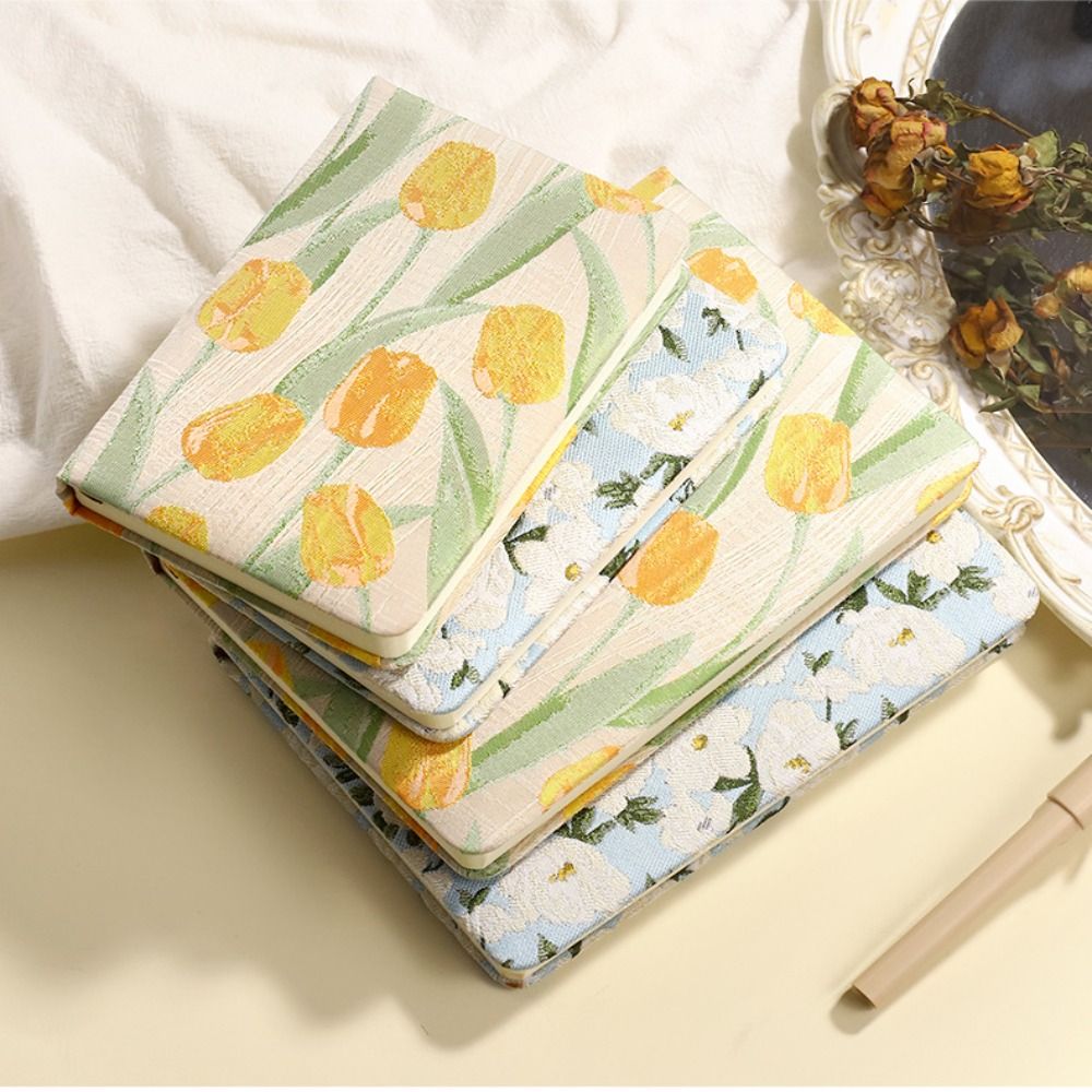 Notebook Dotted A5 - Vintage Embroidered Notebook Matte Finish Fabric