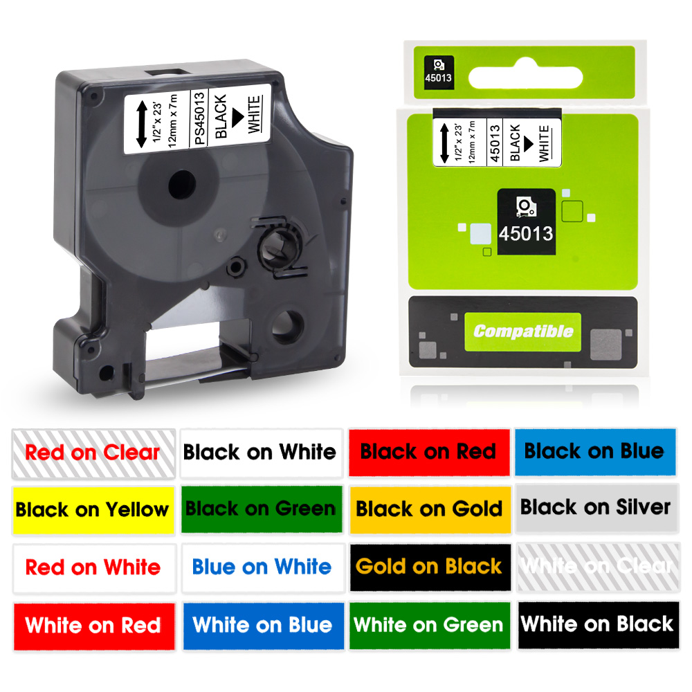 Label Printer Tape - 45013 Label Tape Black on White