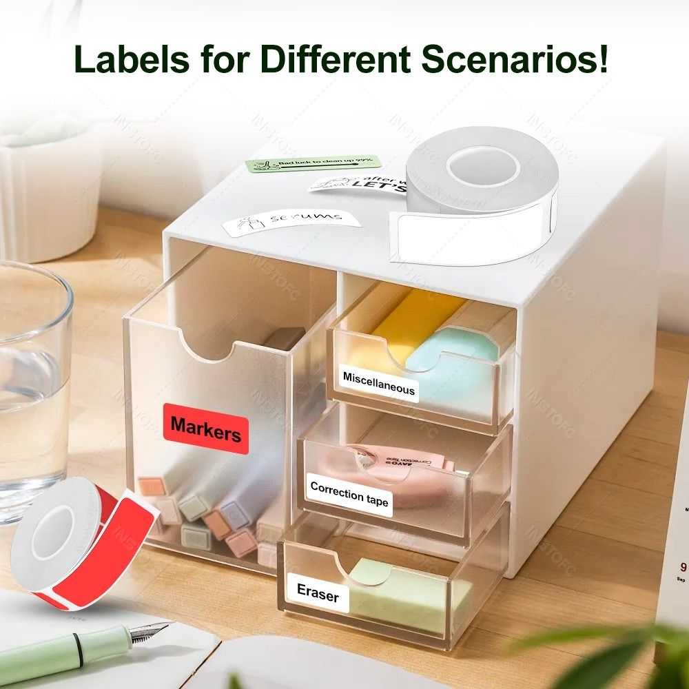 Label Printer Tape - Colorful Adhesive Label Maker Paper 12mm×40mm