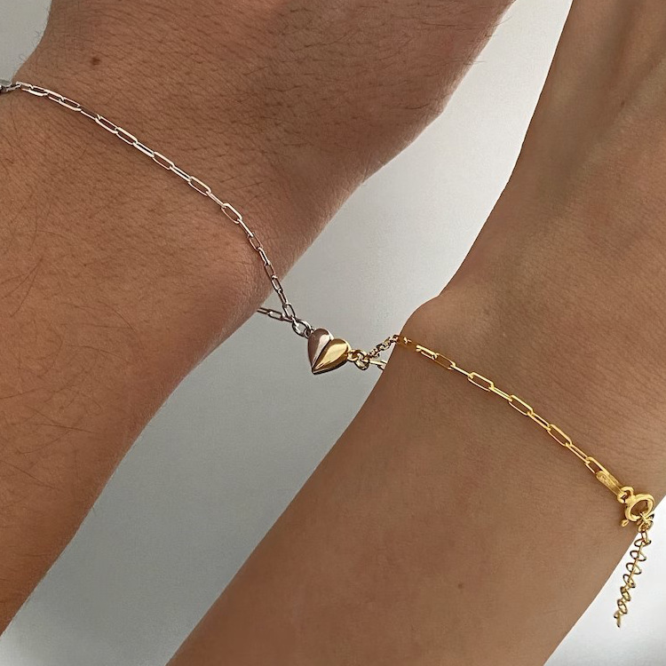 Magnetic Heart Couple Bracelet - Paperclip Magnetic Set 评论和价格