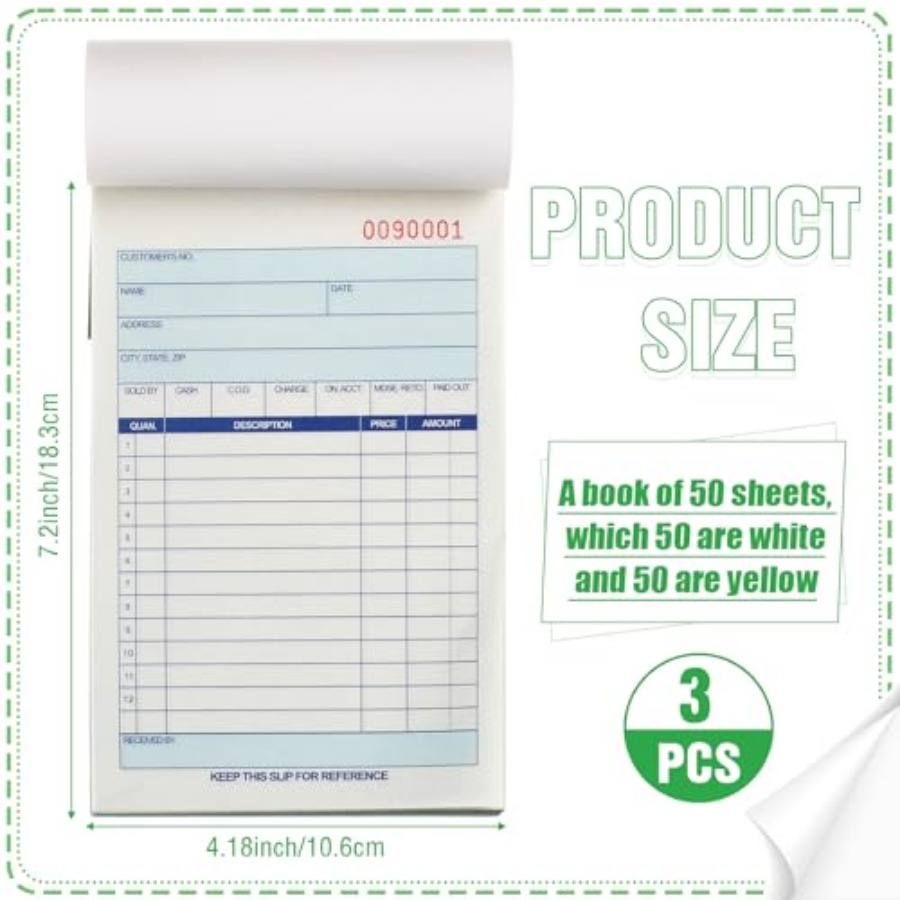 3 Pads Sales Order Books 2 Par - Carbon Copy Book 评论和价格