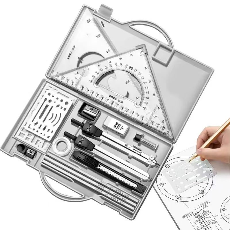 Drafting Kit Metal Rulers And  - Compass Geometry Set 评论和价格