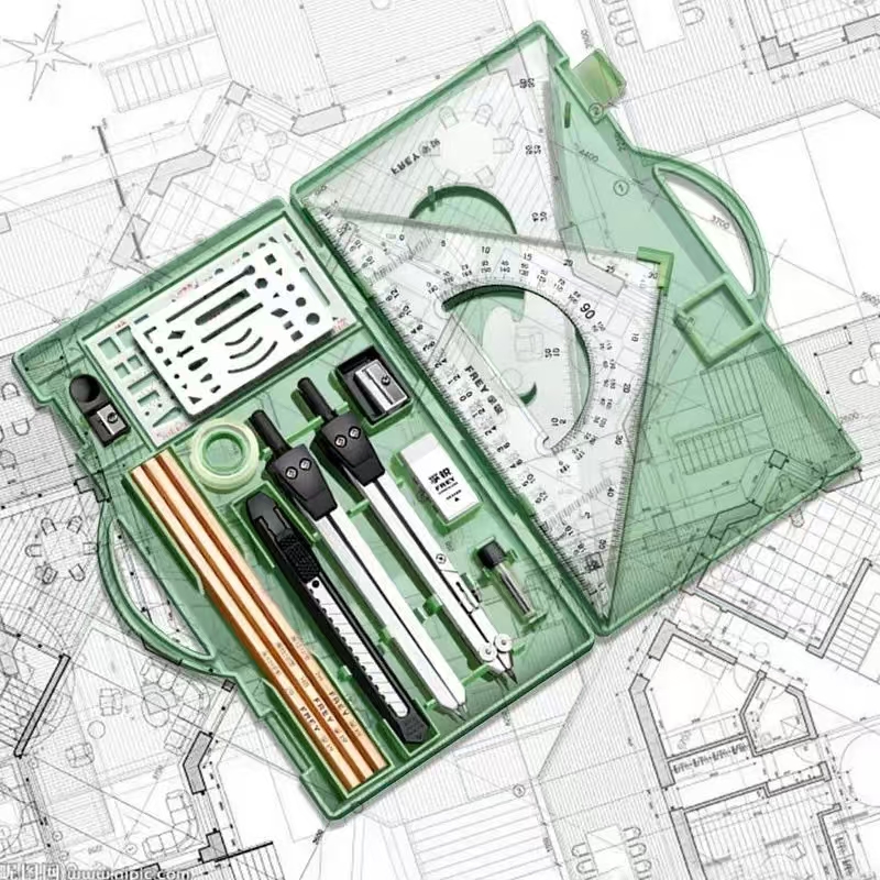 Drafting Kit Metal Rulers And  - Compass Geometry Set 评论和价格