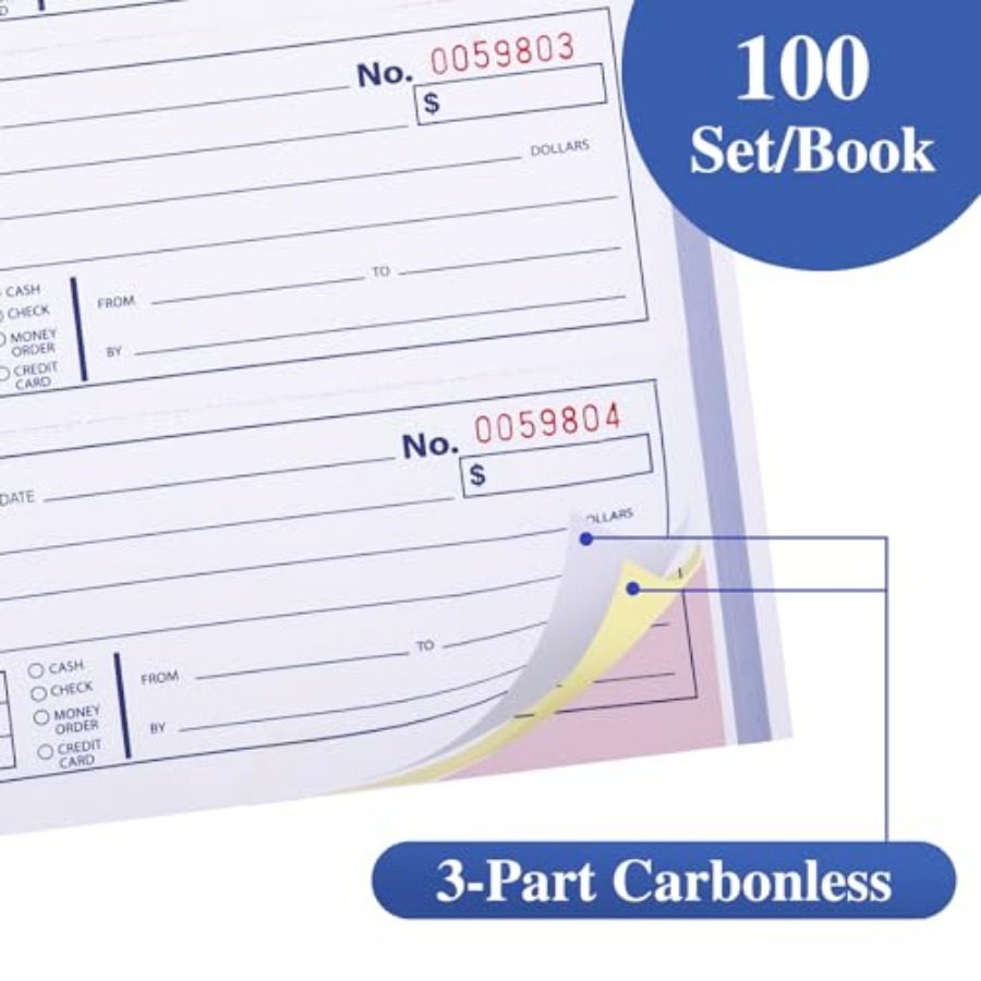 2 Pack Receipt Books with Carb - Carbon Copy Book 评论和价格