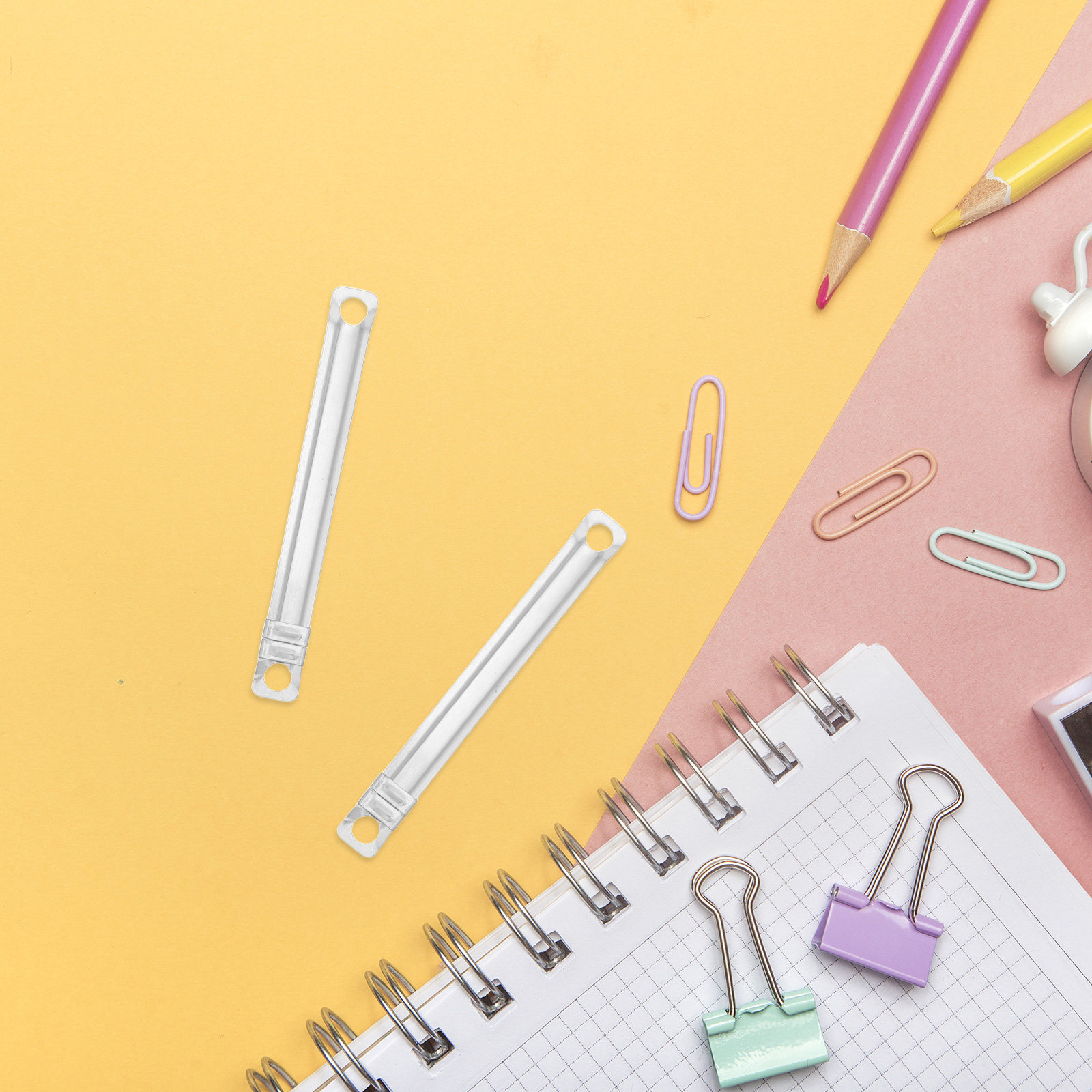 50Pcs 2 Hole Punch Prong Paper - Binder Clip Assorted 评论和价格