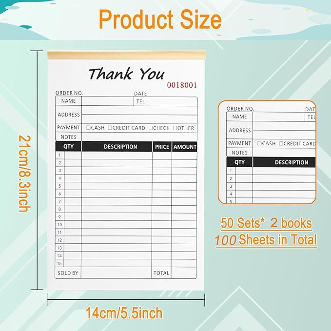 Thank You Receipt Book 2 Part  - Carbon Copy Book 评论和价格