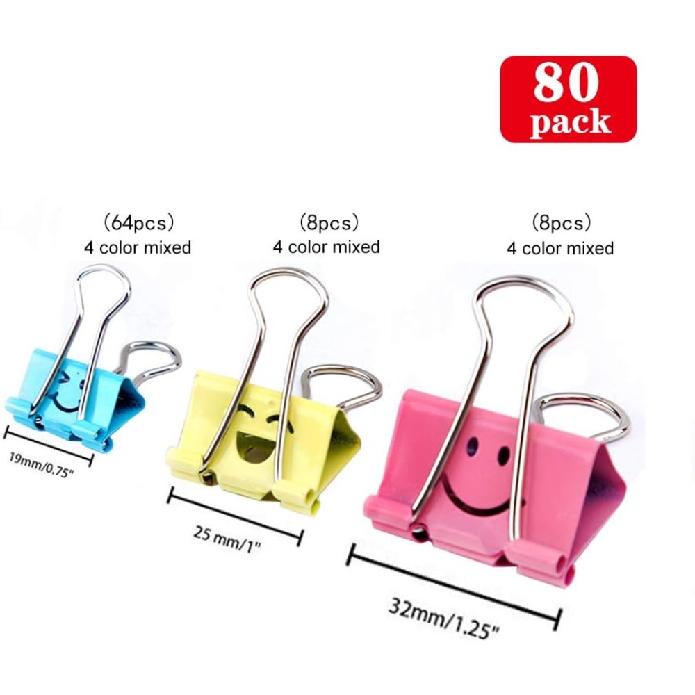 80Pcs Assorted Binder Clips, C - Binder Clip Assorted 评论和价格